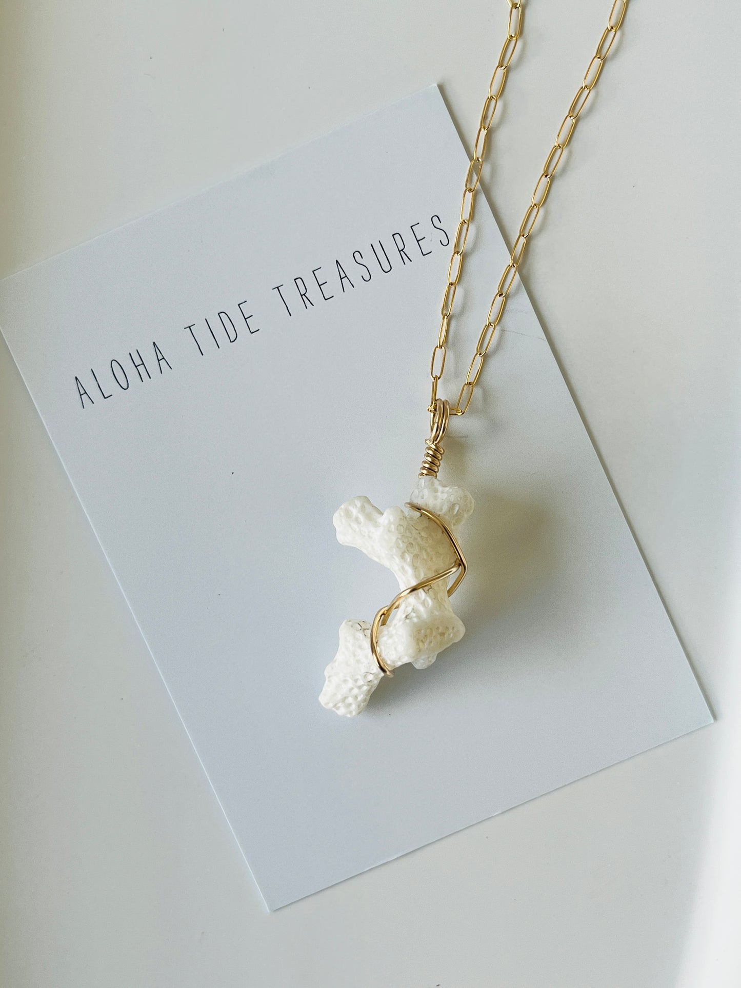 14K GF White Coral Necklace 16”