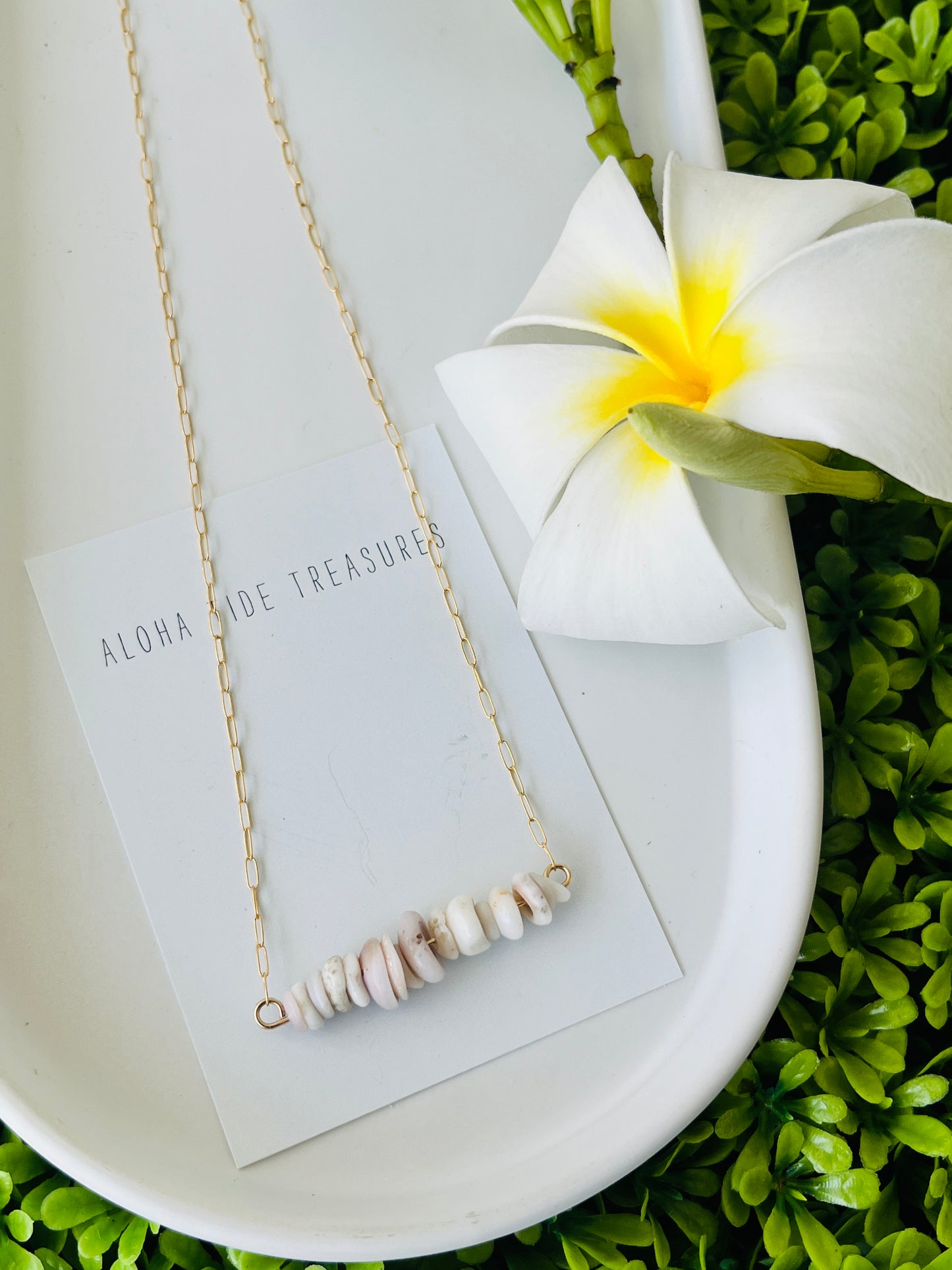 14K GF Dainty Puka Sand-Bar Necklace 16”