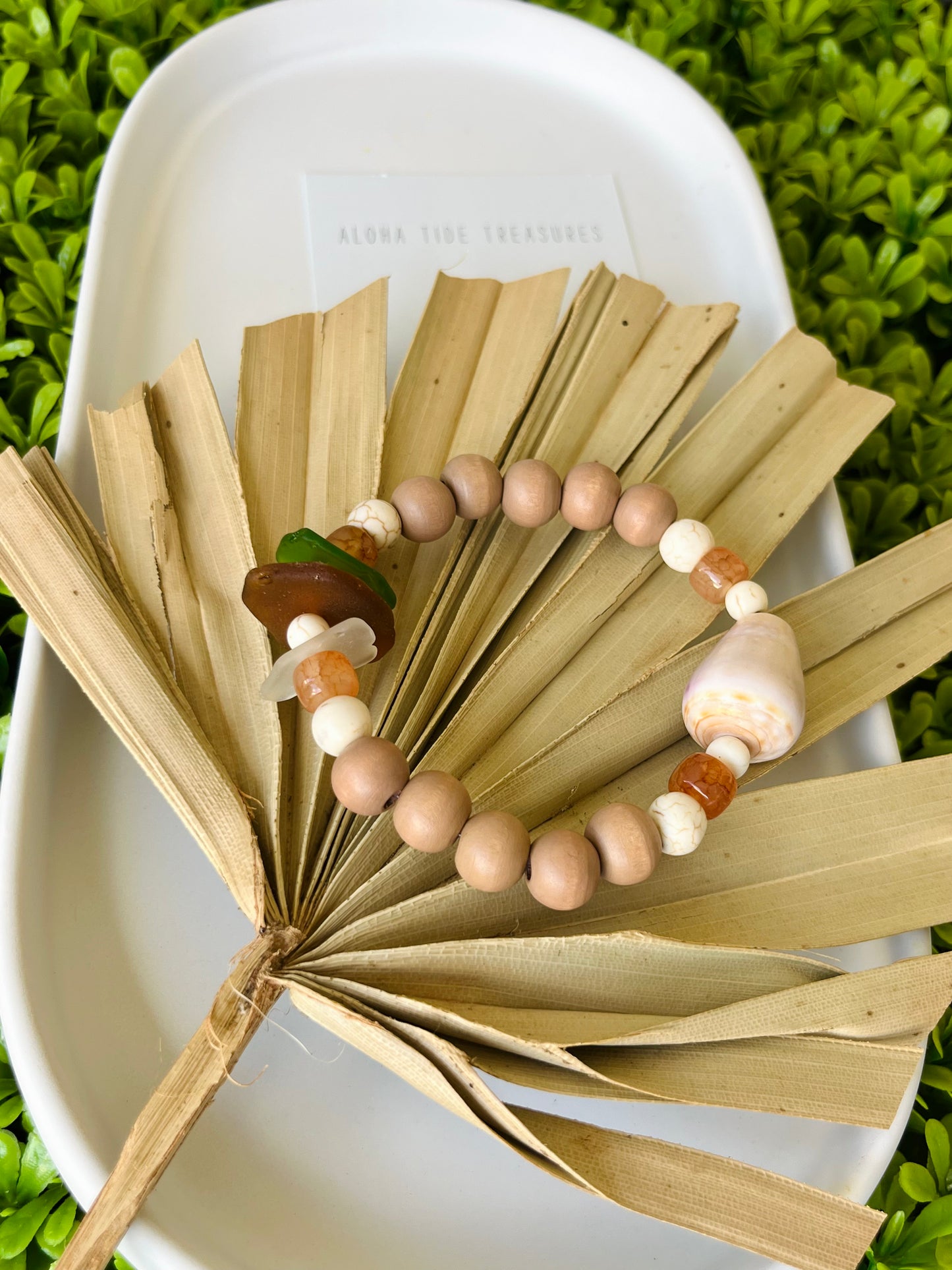 Sea Glass & Cone Shell Bracelet