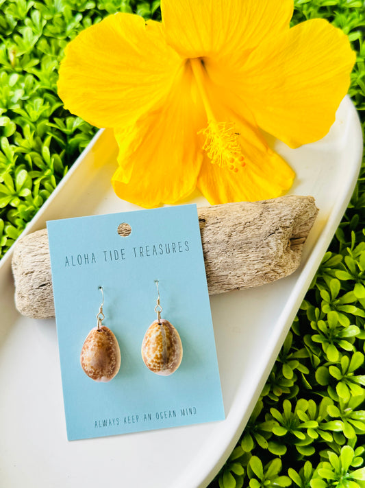 Sterling Silver Spotted Cowrie Shell Earrings