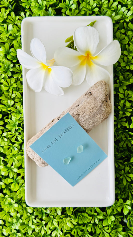 Sterling Silver Seaglass Earring Studs - Katie