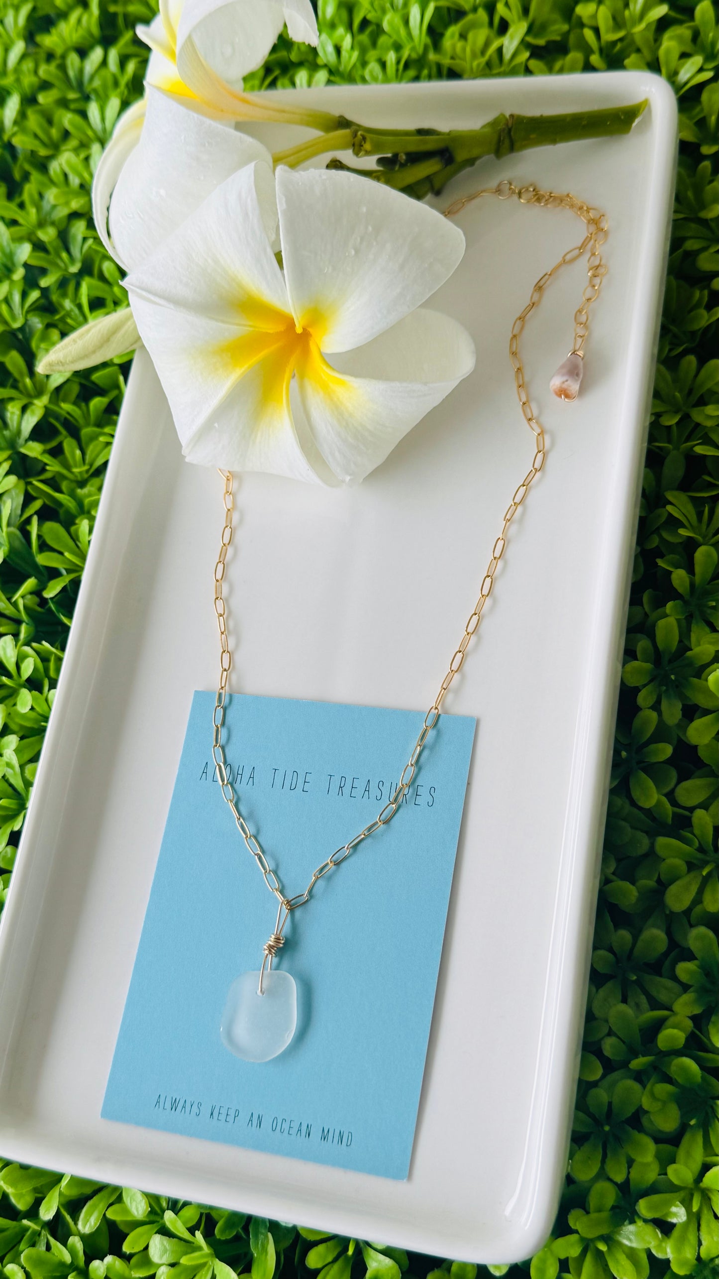 14K GF White Seaglass Necklace 16” - Jonnie