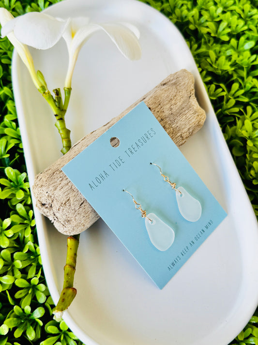 14K GF White Sea Glass Earrings - Meghan