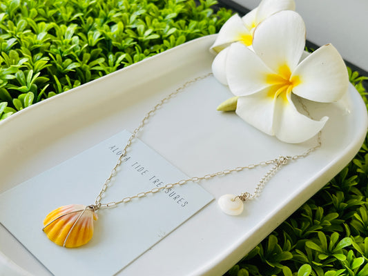 Sterling Silver Sunrise Shell Necklace 16”