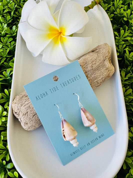 Sterling Silver Stacked Cone Shell Earrings