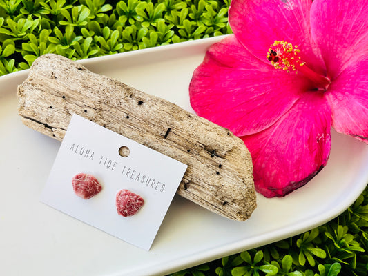 Sterling Silver Pink Barnacle Shell Earring Studs
