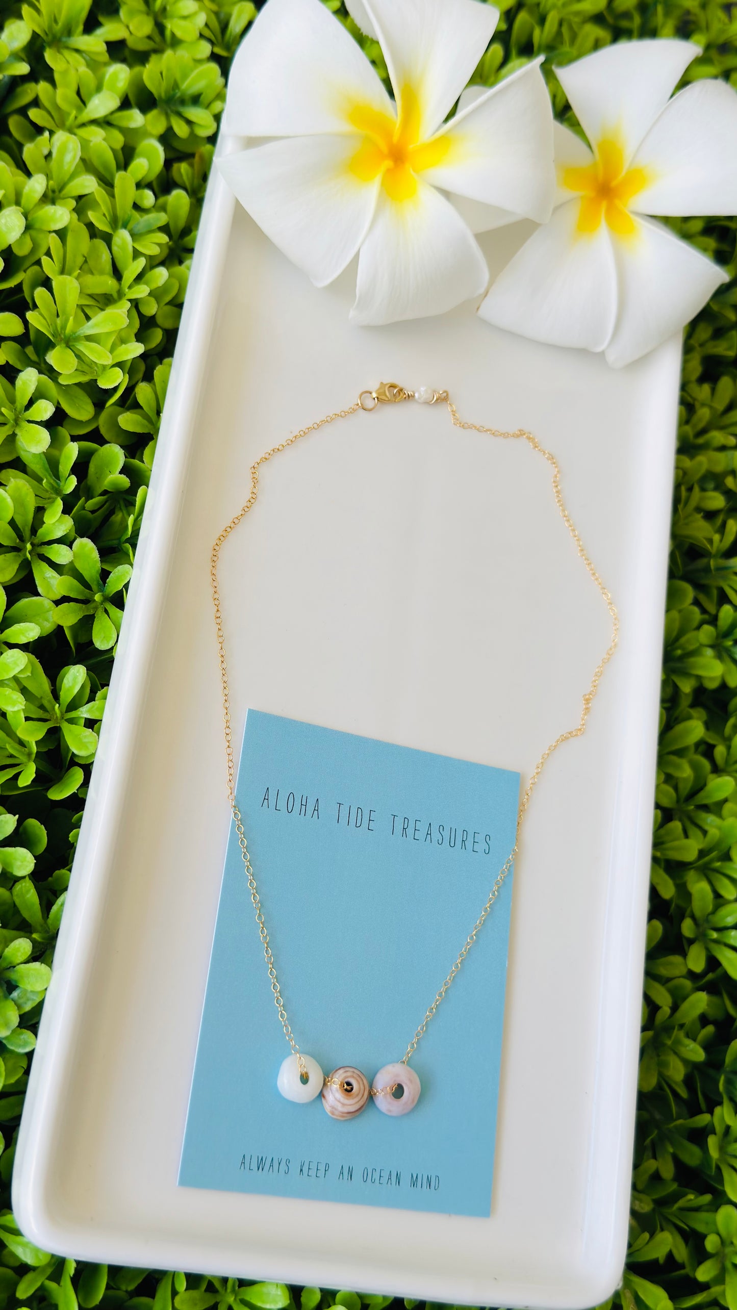 14K GF Floating Pukas Necklace 16”