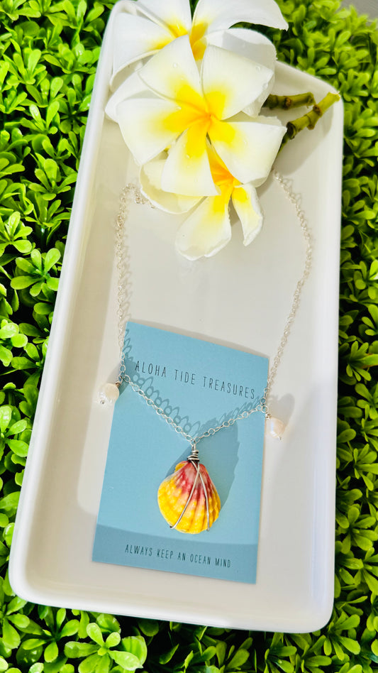 Sterling Silver Sunrise Shell Necklace 16”