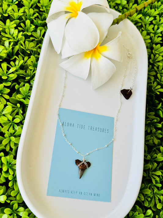 Sterling Silver Shark Tooth Necklace 16”