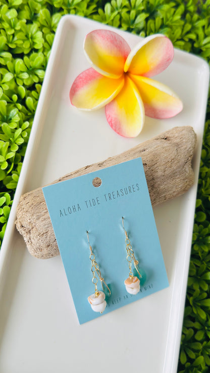 14K GF Dangle Puka/Seaglass Earrings