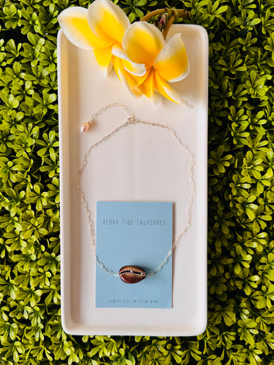 Sterling Silver Cowrie Shell Necklace 14” - Jozie
