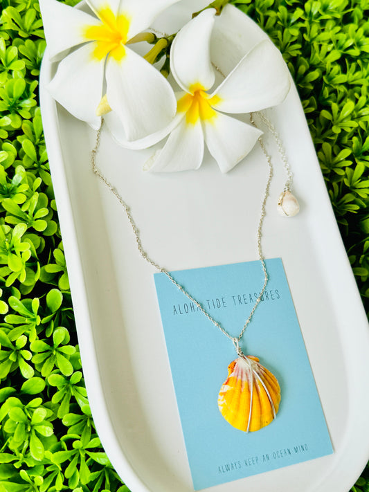 Sterling Silver Sunrise Shell Necklace 16”