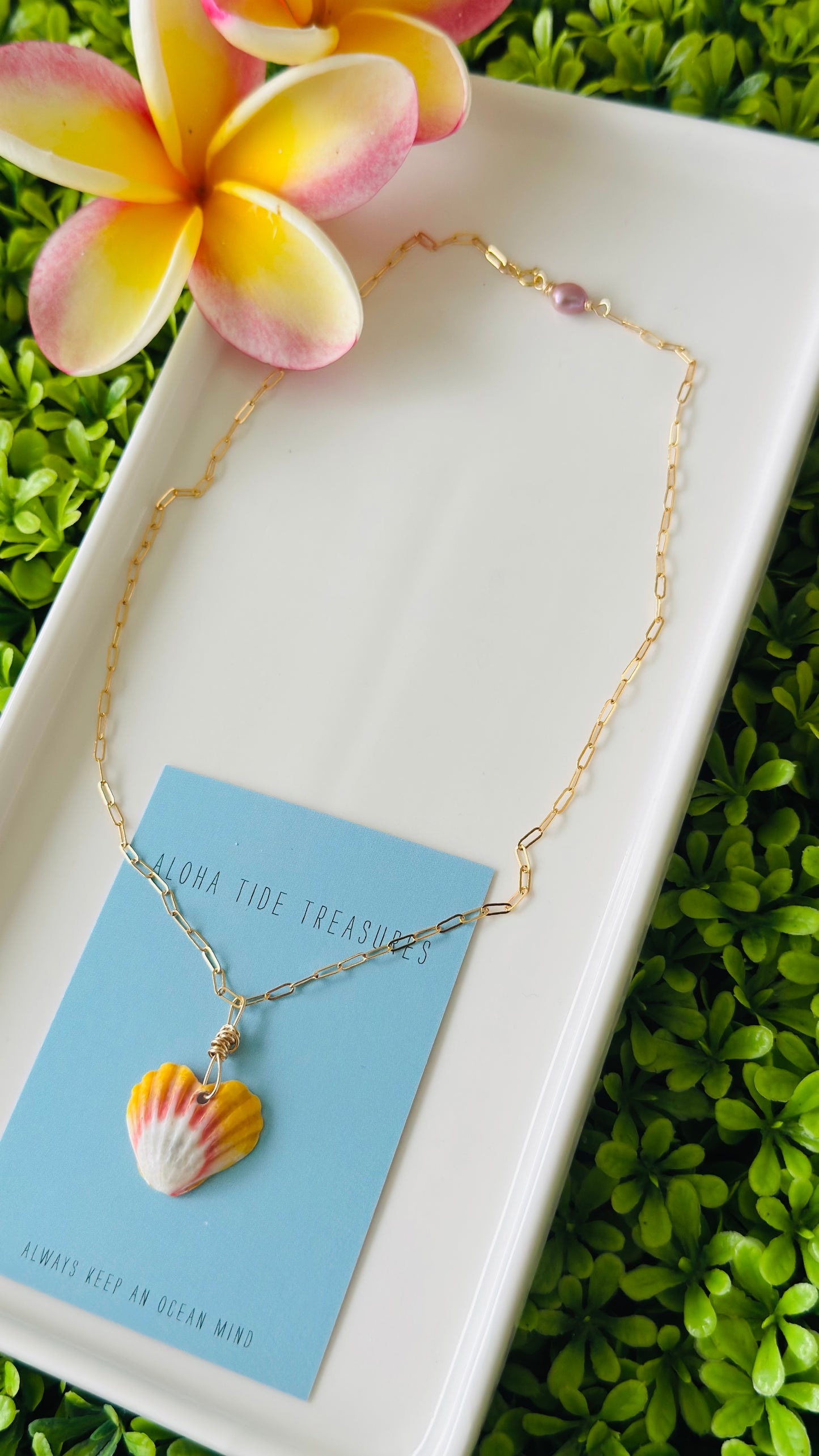 14K GF Sunrise Shell Heart Necklace 16”
