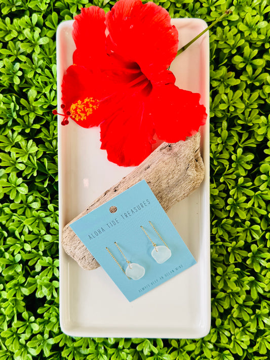 14K GF White Seaglass Threader Earrings- Julianne