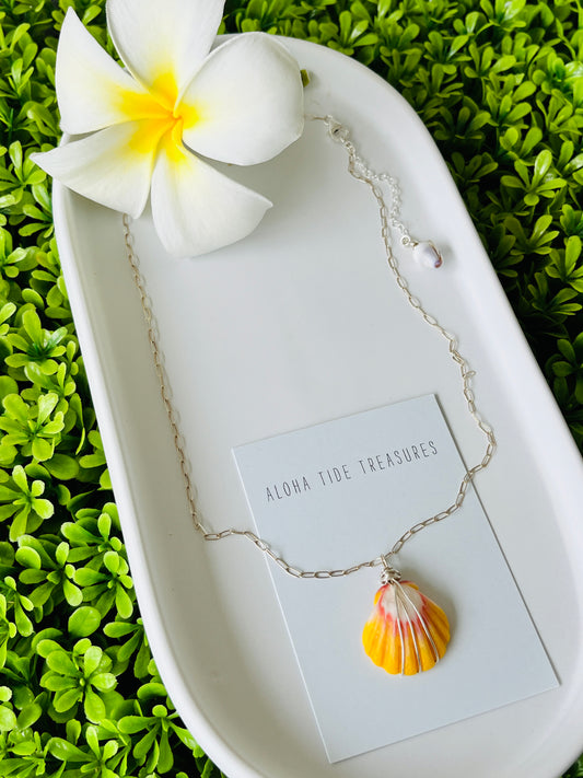 Sterling Silver Sunrise Shell Necklace 18”