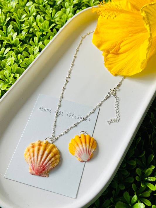 Sterling SIlver Sunrise Shell Necklace 15” - Bonus shell