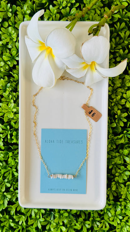 14K GF Dainty Puka Sand-Bar Necklace 16”