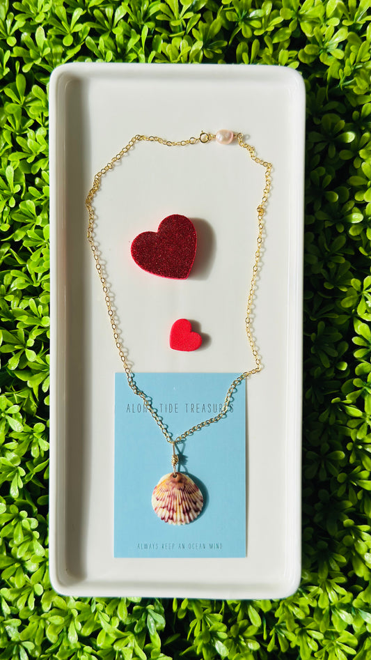 14K GF Calico Shell Necklace 16” Valentines