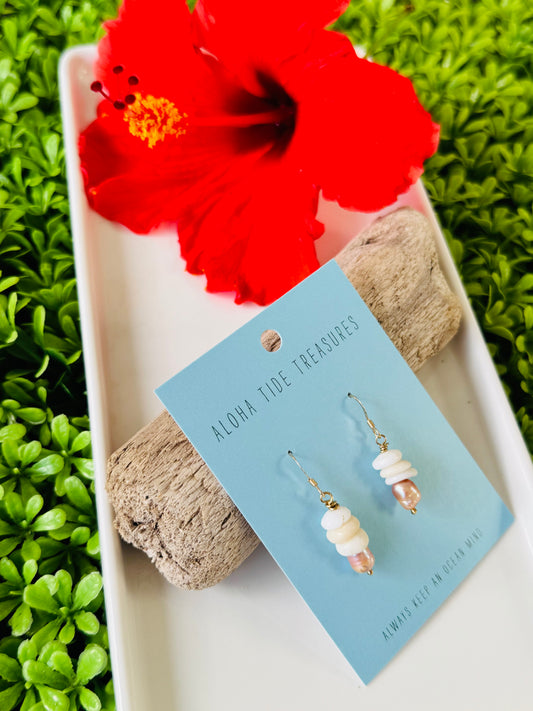14K GF Puka/Pearl Dangle Earrings