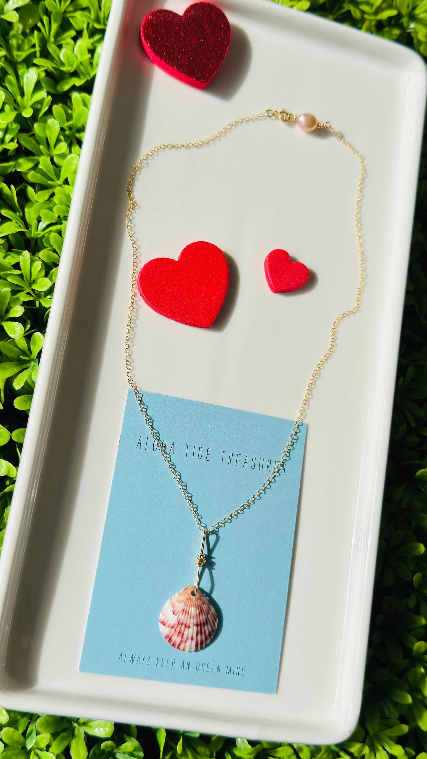 14K GF Calico Shell Necklace 16” Valentines