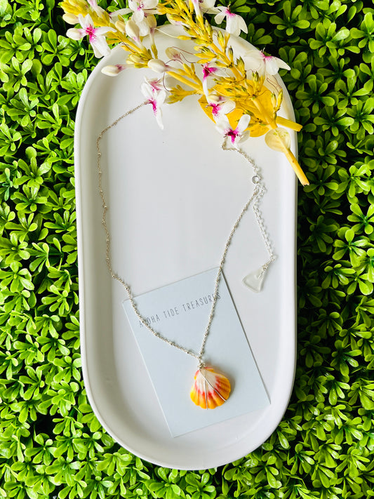 Sterling Silver Sunrise Shell Necklace 16”