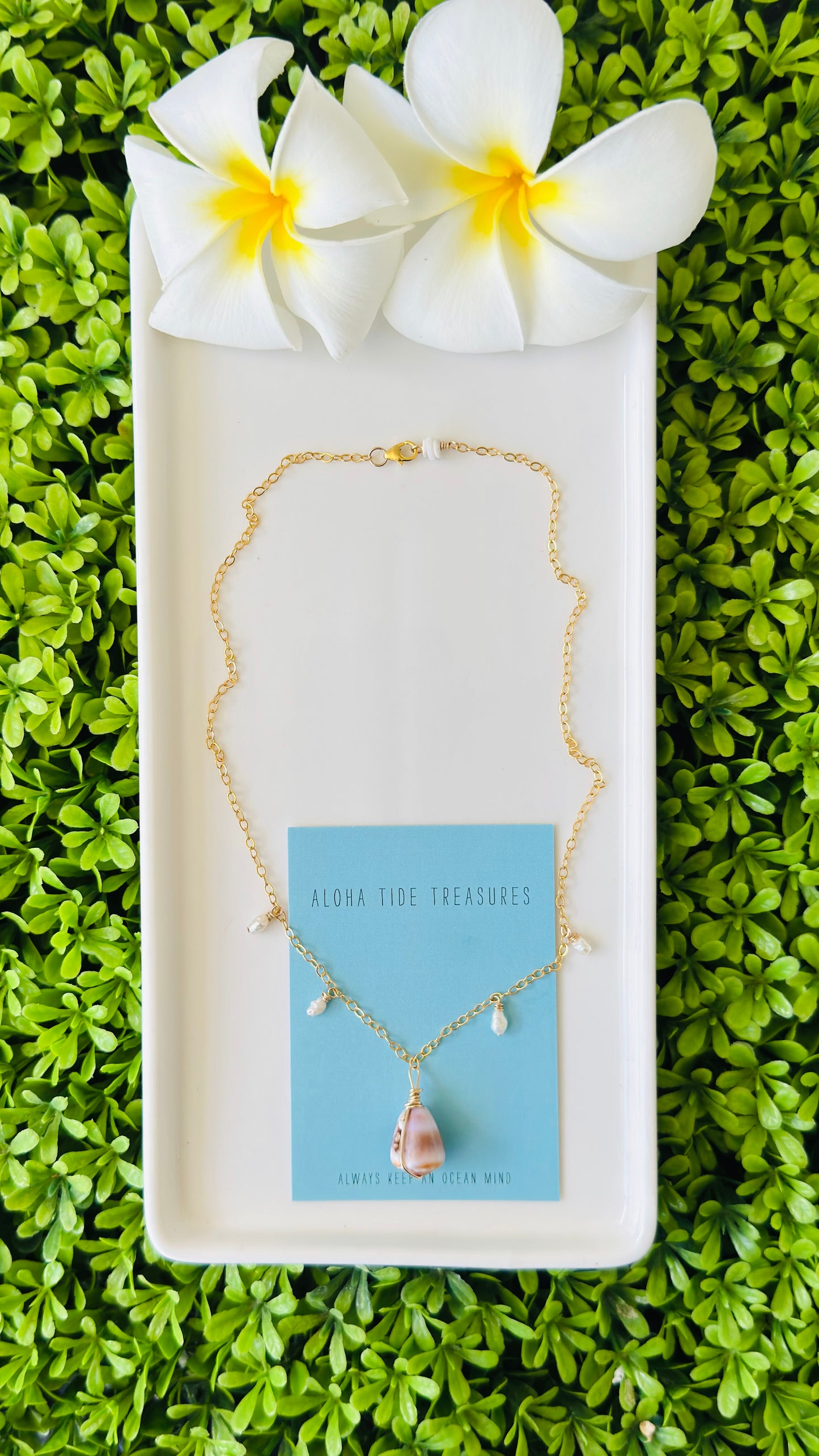 14K GF Cone/Pearl Dangle Necklace