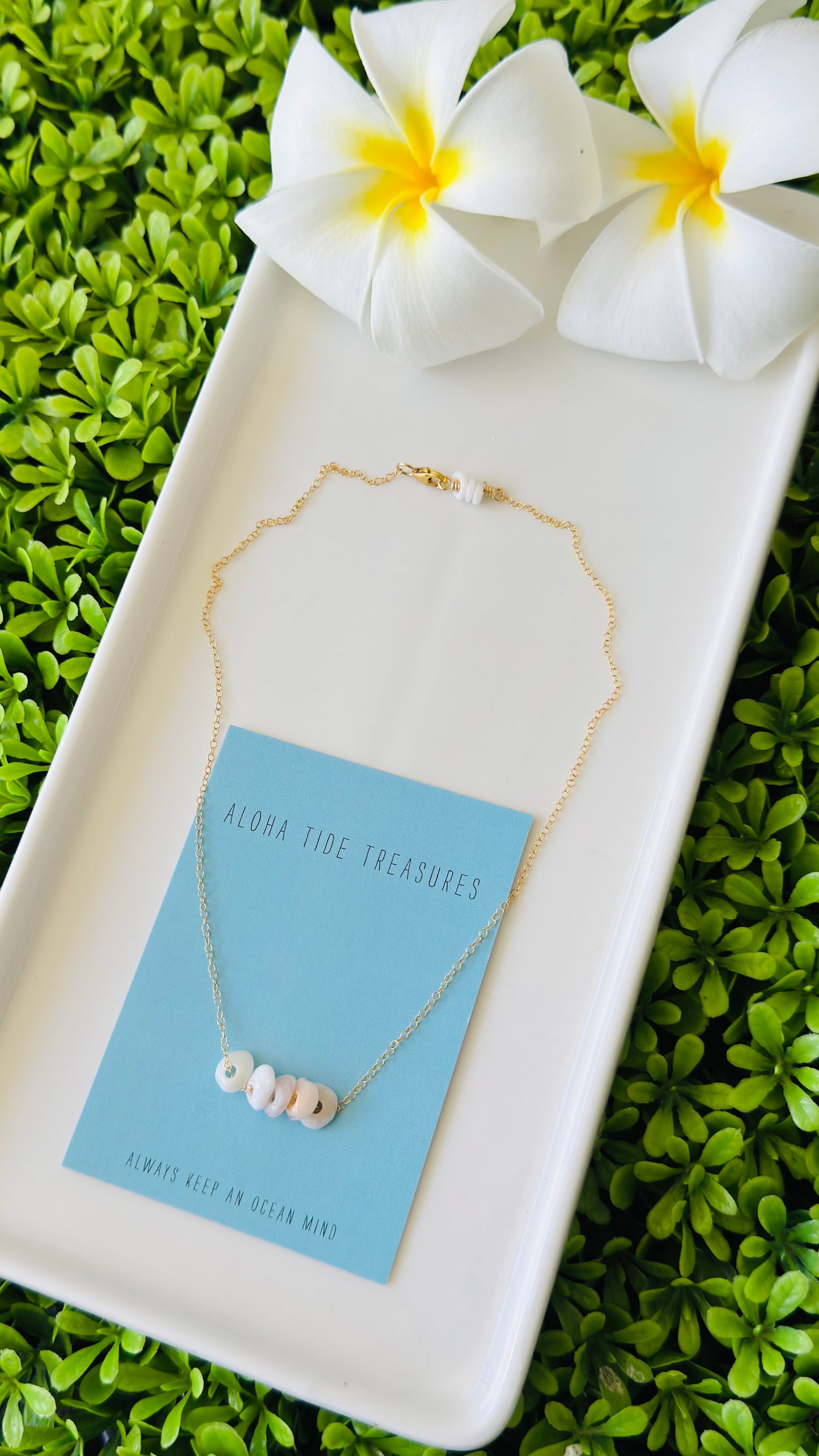 14K GF Floating Pukas Necklace 14”