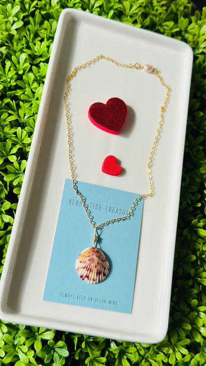 14K GF Calico Shell Necklace 16” Valentines