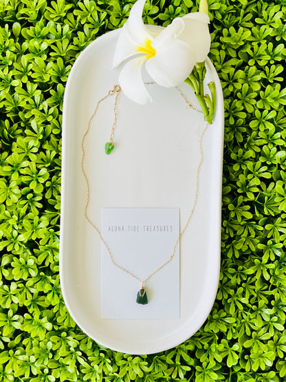 14K GF Green Seaglass Necklace 17” - Stephanie