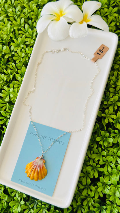 Sterling Silver Sunrise Shell Necklace 18”