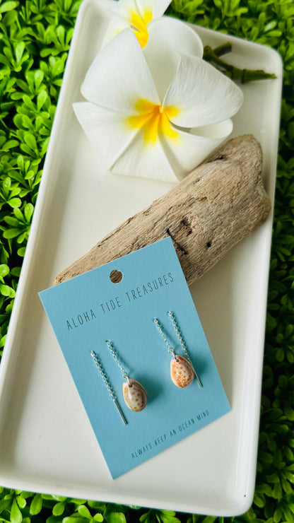 Sterling Silver Cowrie Shell Threader Earrings