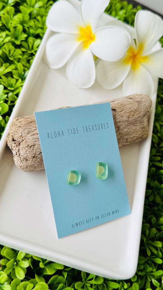 Sterling Silver Seaglass Earring Studs - Katie