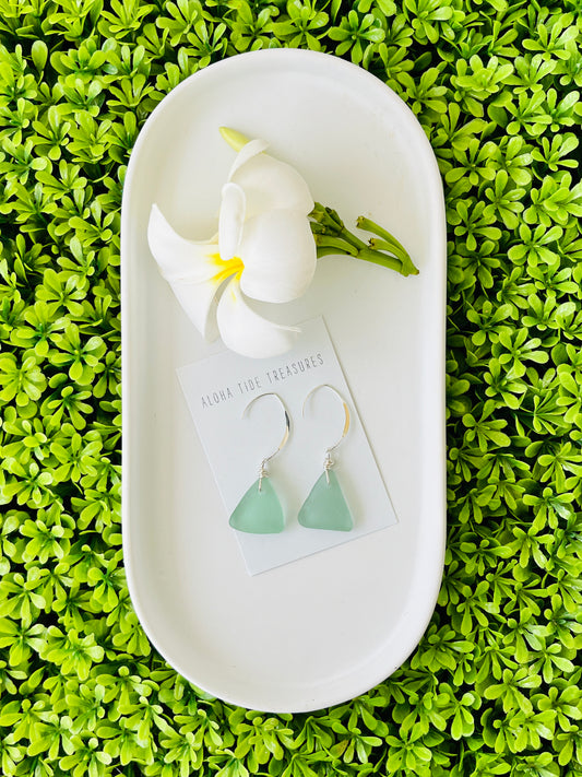 Sterling Silver Blue Sea Glass Earrings - Ashlee