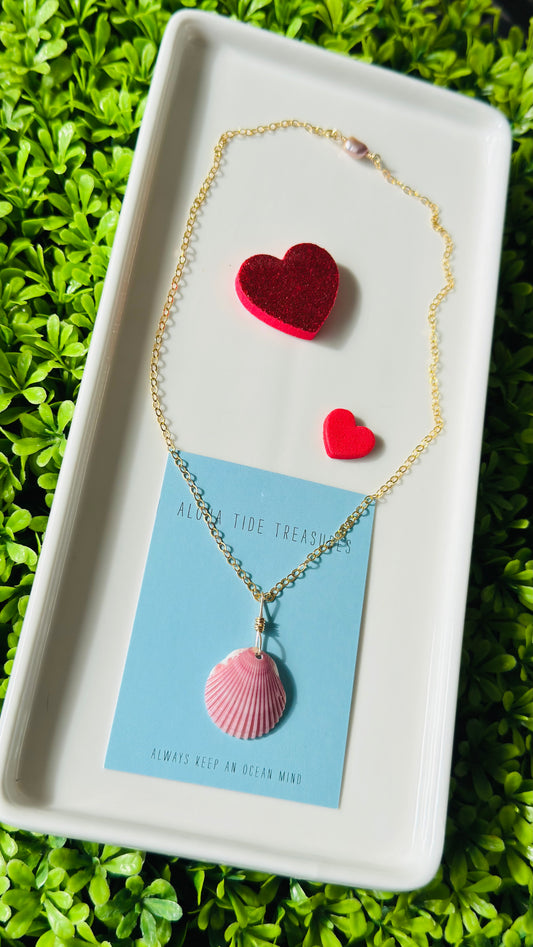 14K GF Calico Shell Necklace 16” Valentines