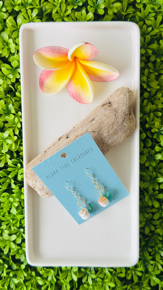 14K GF Dangle Puka/Seaglass Earrings
