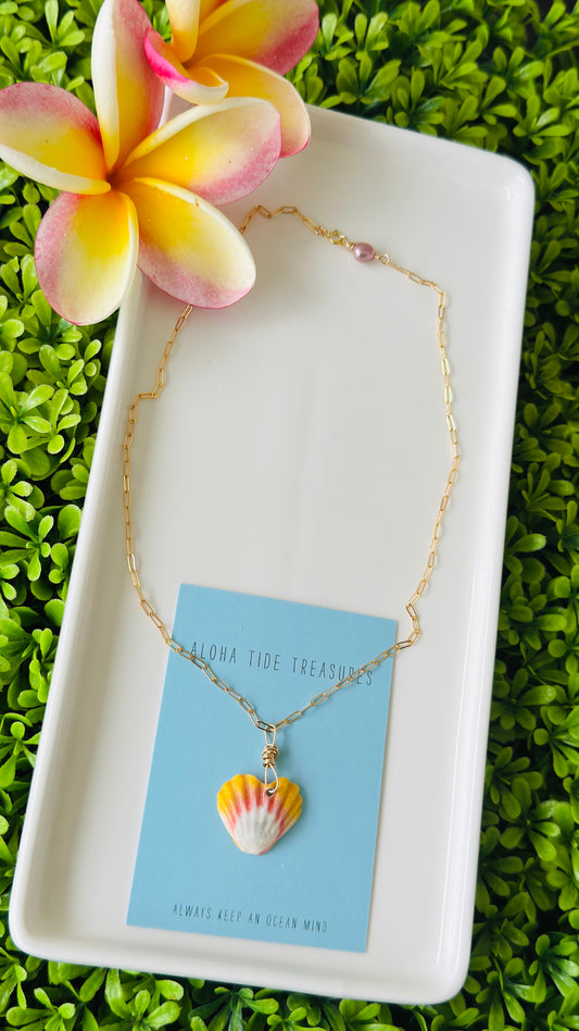 14K GF Sunrise Shell Heart Necklace 16”