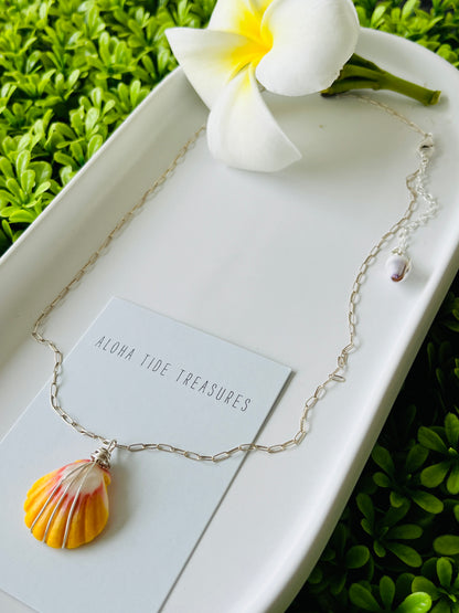 Sterling Silver Sunrise Shell Necklace 18”