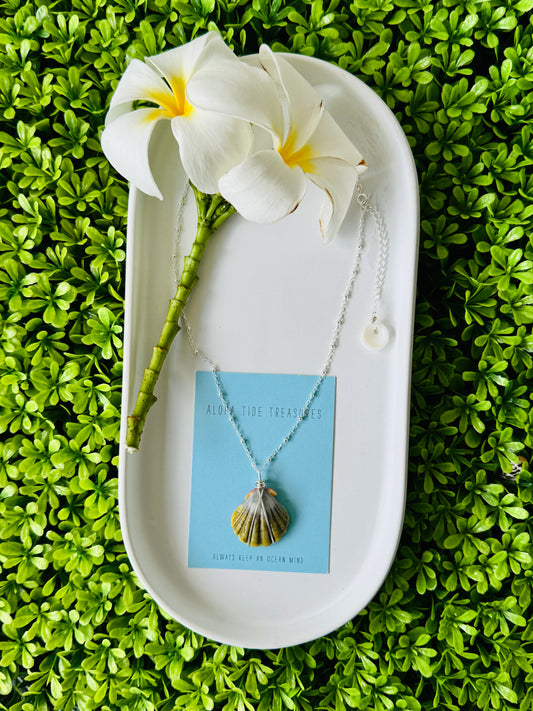 Sterling Silver Moonrise Shell Necklace 16”