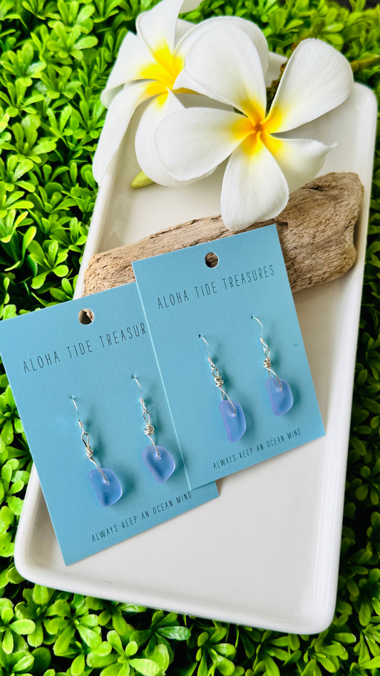 Sterling Purple Seaglass Earrings - Christina