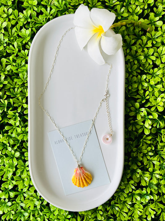 Sterling Silver Sunrise Shell Necklace 18”