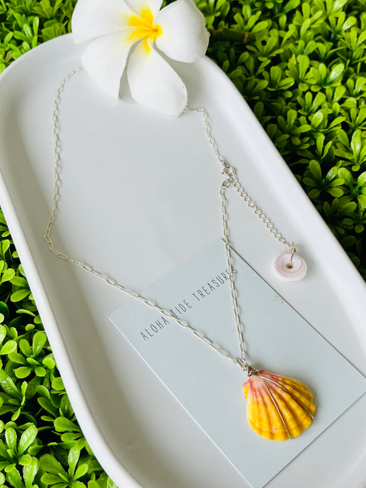 Sterling Silver Sunrise Shell Necklace 18”