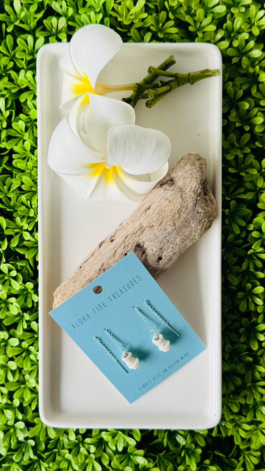 Sterling Silver Puka Shell Threader Earrings