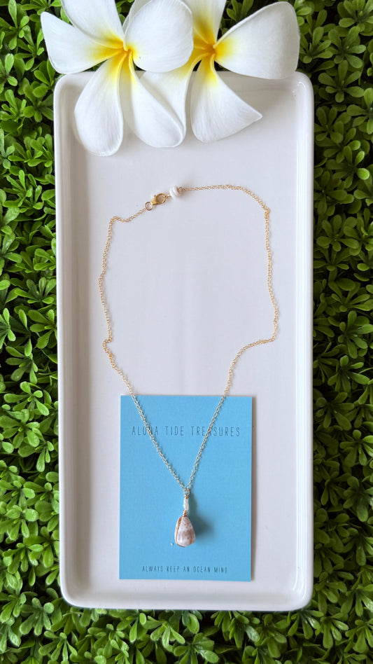 14K GF Dainty Abbreviated Cone Shell Necklace 16”