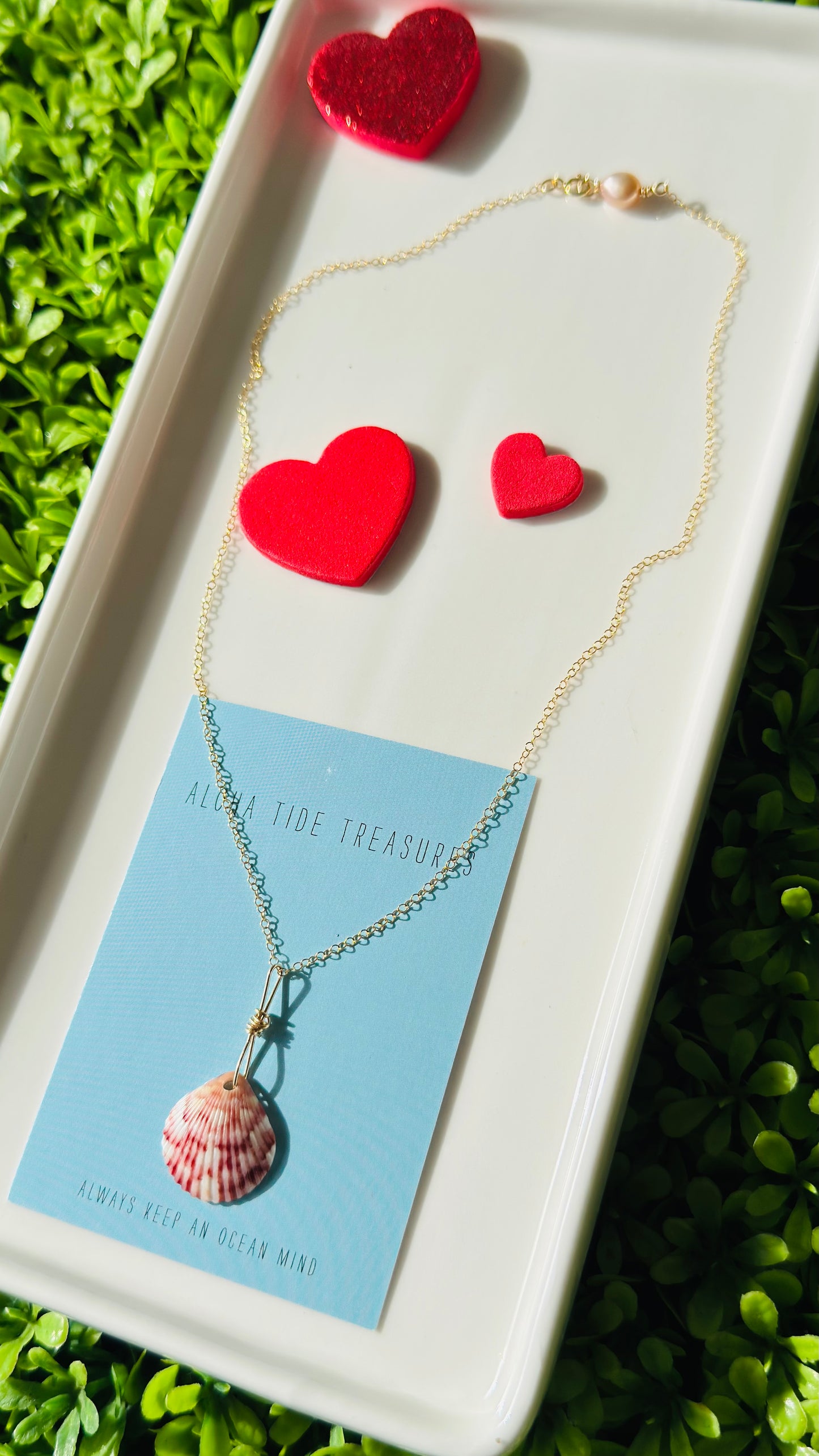 14K GF Calico Shell Necklace 16” Valentines