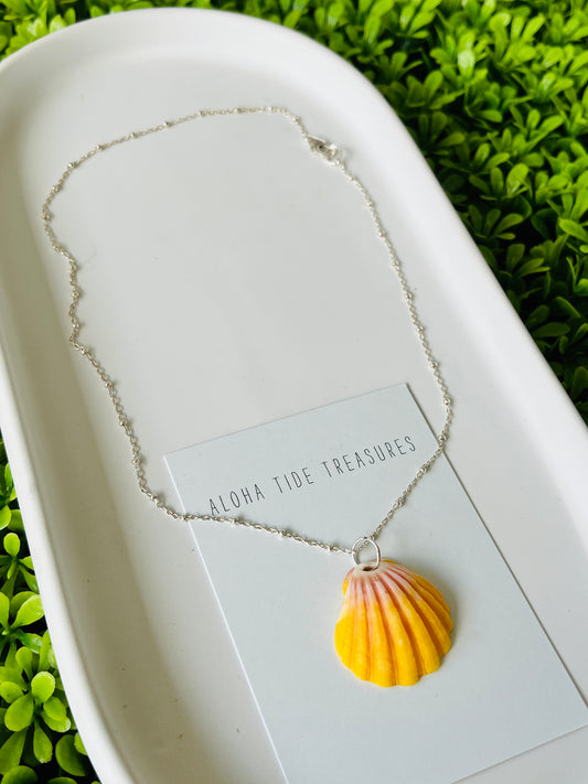 Sterling Silver Sunrise Shell Necklace 16”