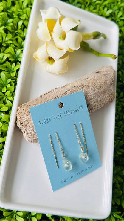 14K GF Seaglass Threader Earrings