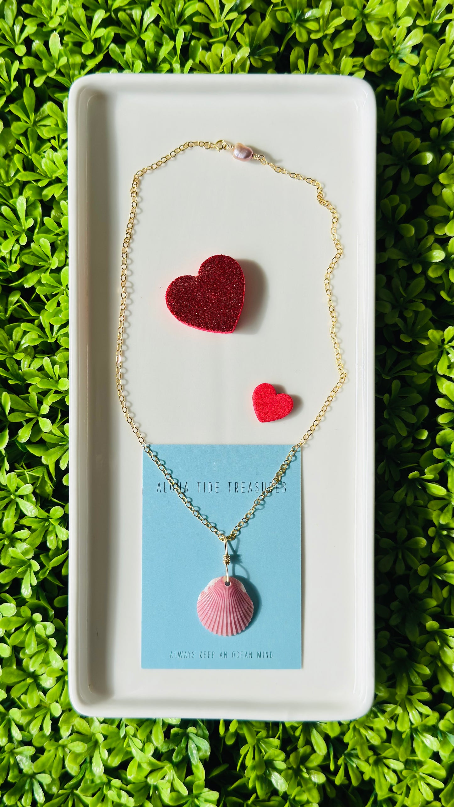 14K GF Calico Shell Necklace 16” Valentines