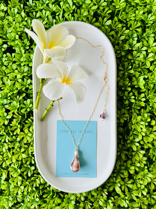 14K GF Pearl/Cone Shell Necklace 16”