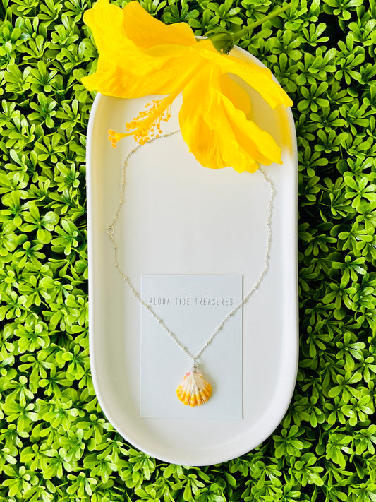 Sterling Silver Sunrise Shell Necklace 16” - Cessily