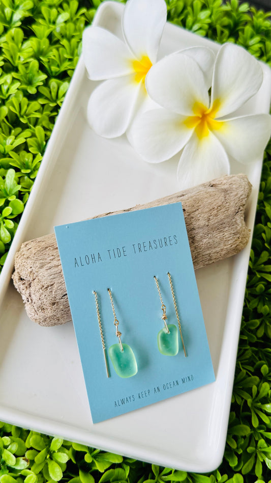 14K GF Seaglass Threader Earrings - Julianne